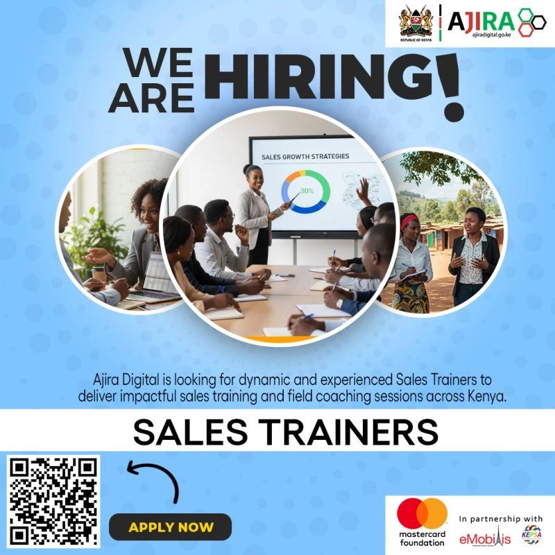 bree98635's tweet image. Looking to inspire the next generation of digital earners? 💼
@AjiraDigital is hiring Sales Trainers to empower youth with digital &amp;amp; entrepreneurial skills.
Be part of the change today! @eMobilisXAjira_ 
#BeyondTheDesk #AjiraDigitalProgram #AjiraClubsEdition