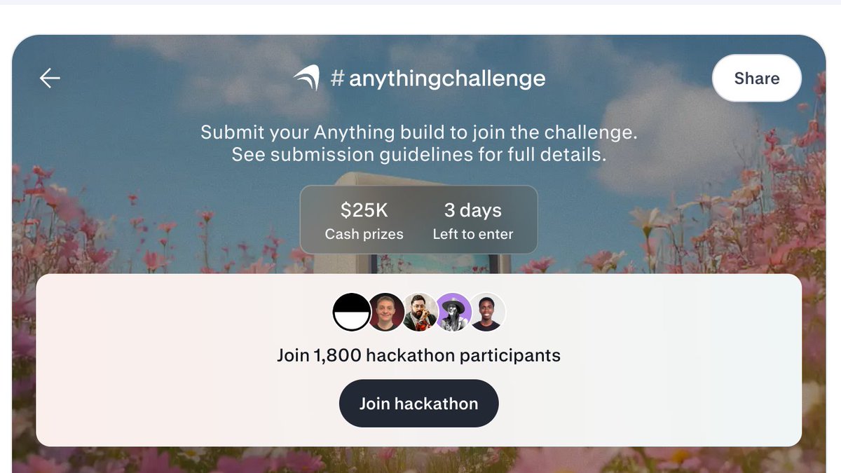 1,800 participants
3 days left in the Anything hackathon

someone vibe code me a judging tool before I lose my mind pls

(I'm a judge btw)