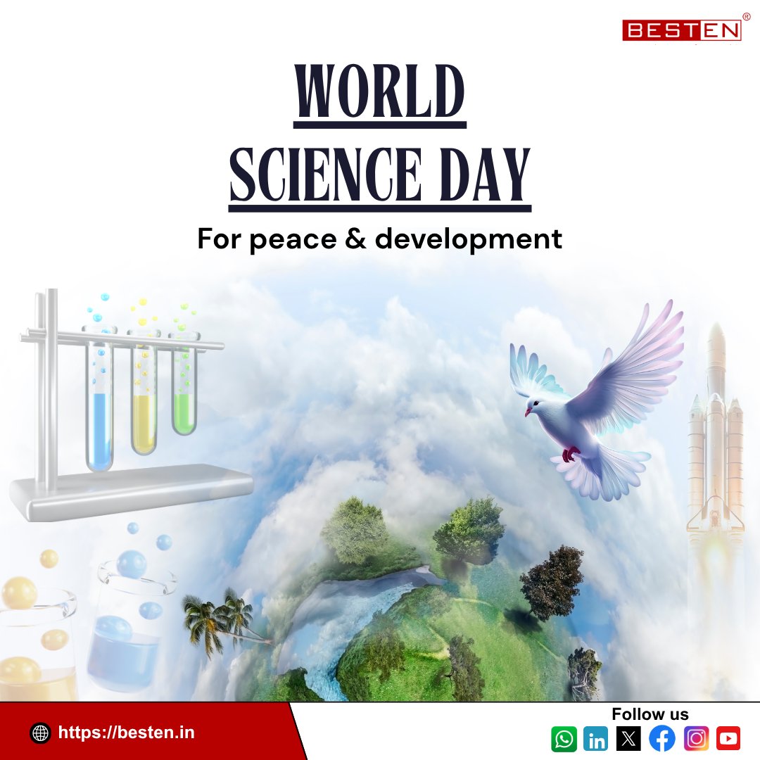 BestenIndia's tweet photo. Science unites minds and sparks innovation for a peaceful, sustainable future.
From clean energy to climate action — every discovery drives global progress.
Visit us: https://t.co/i2EoXELX8L
#WorldScienceDay #SustainableDevelopment #InnovationForAll #GlobalUnit #BestenIndia https://t.co/Sx4gyd6B4c