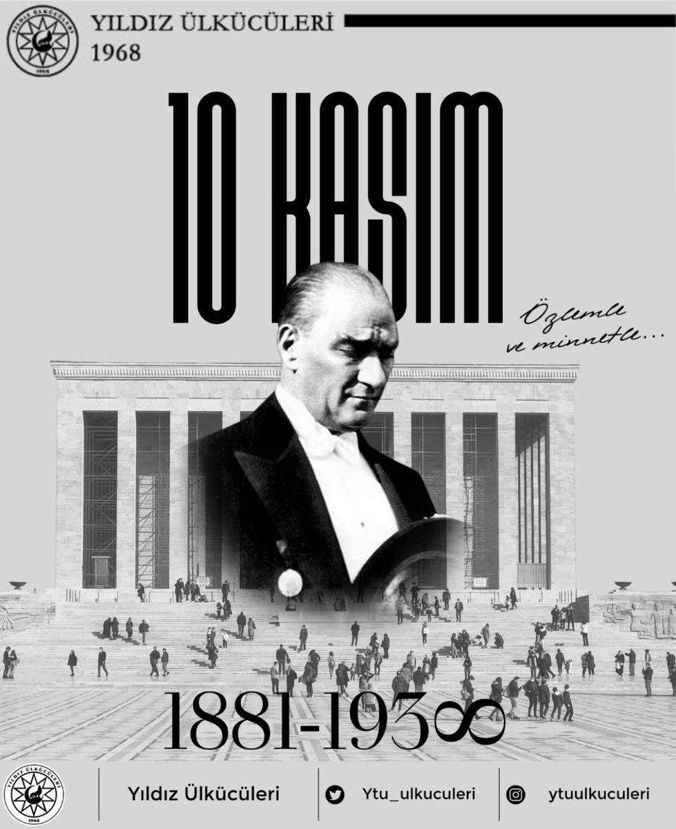 Ulu Önder Mustafa Kemal Atatürk’ü saygı, minnet ve özlemle anıyoruz.
“Benim naçiz vücudum elbet bir gün toprak olacaktır, fakat Türkiye Cumhuriyeti ilelebet payidar kalacaktır.” 🇹🇷
