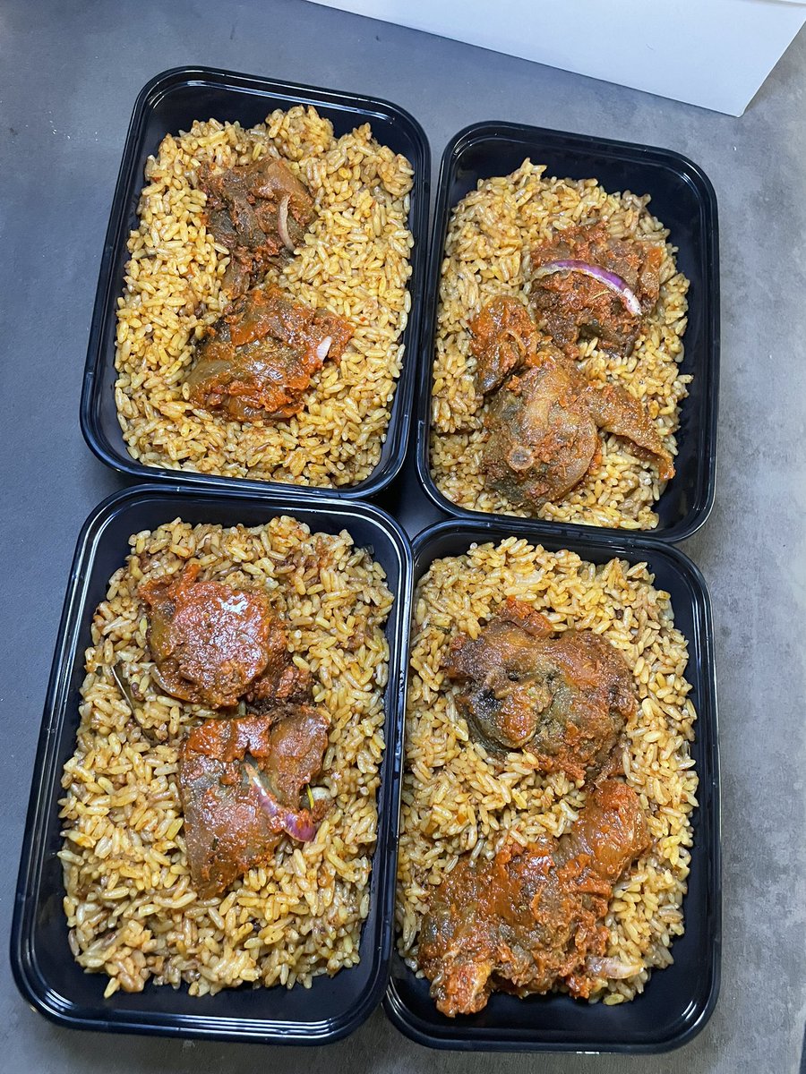 Frame 1: Tray of Jollof Rice with 8 Turkeys — ₦65,000
Frame 2: Box of Pastries — ₦25,000
Frame 3: Each Food Pack — ₦6,000 (Minimum of 5 packs)

Location: Festac, Lagos