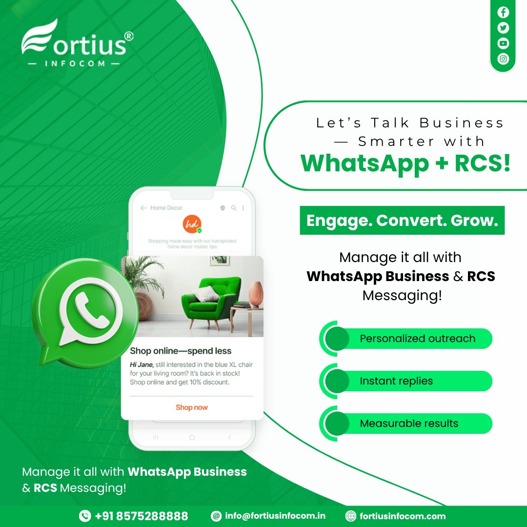 fortiusinfocom's tweet image. 🚀 Transform simple texts into powerful conversations!

Engage smarter with RCS + WhatsApp Business — share rich, interactive &amp;amp; real-time messages that drive instant action. 💬⚡

📞 8572-88888
🌐 fortiusinfocom.com/rcs_sms
🌐 fortiusinfocom.com/whatsapp_busin…

#RCS #WhatsAppBusinessAPI