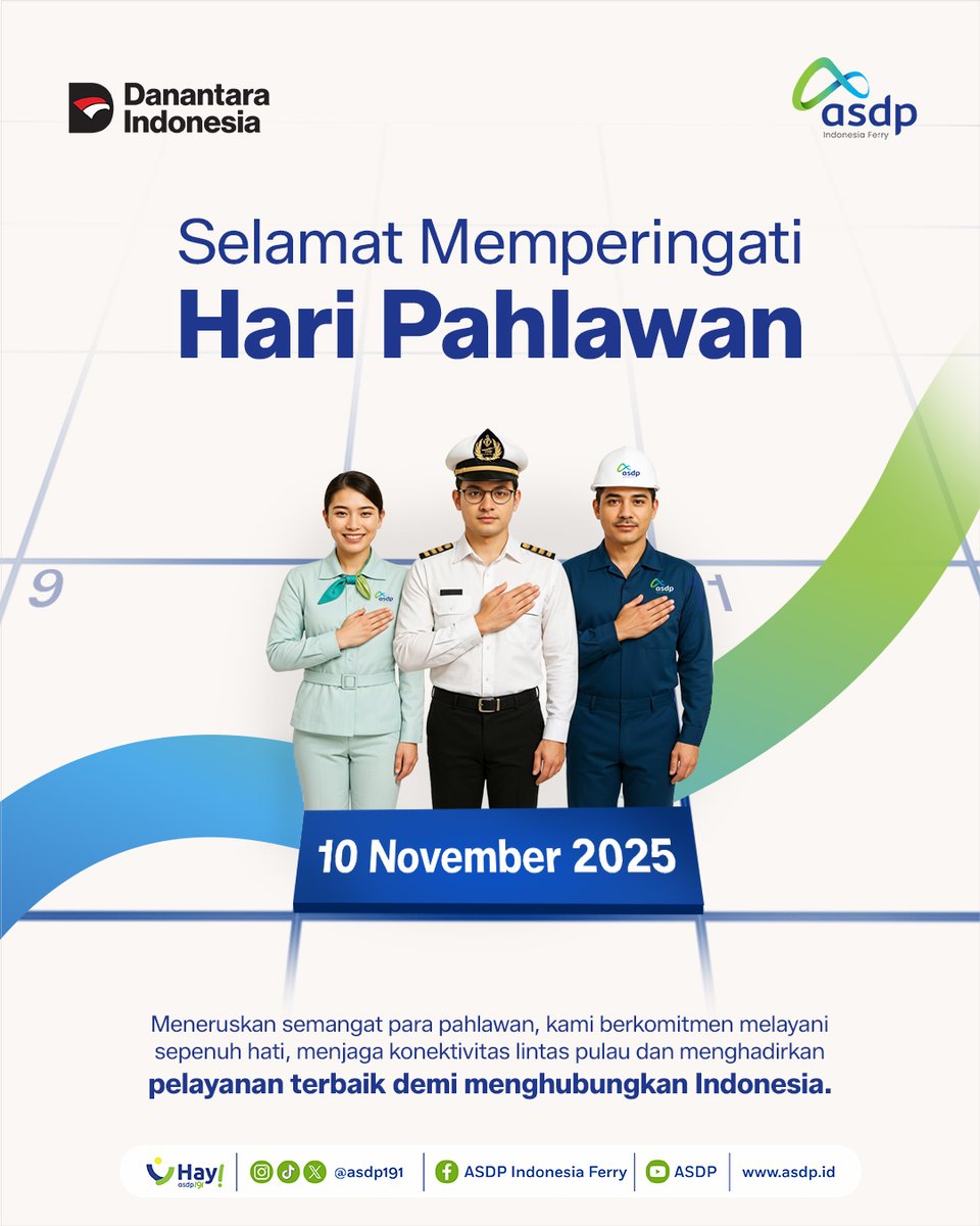 Dahulu, para Pahlawan berjuang menyatukan bangsa dengan semangat dan pengorbanan. Kini, semangat itu kami teruskan dengan menghadirkan kenyamanan dan ketulusan di setiap pelayaran, agar Indonesia tetap terhubung dari ujung ke ujung.

Mari rayakan semangat Hari Pahlawan!