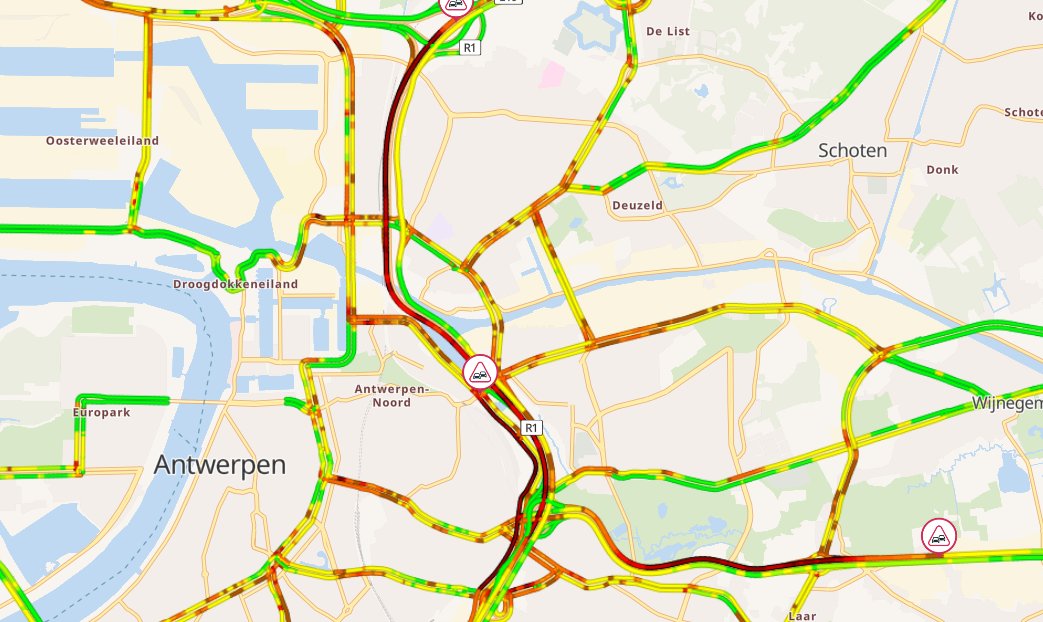 #E313 #R1 Ook vanmorgen zijn er weer problemen door de werken in Antwerpen-Oost. Vooral de Noordersingel van Deurne naar Borgerhout is te mijden: bijna drie kwartier vertraging daar vrt.be/vrtnws/nl/serv…