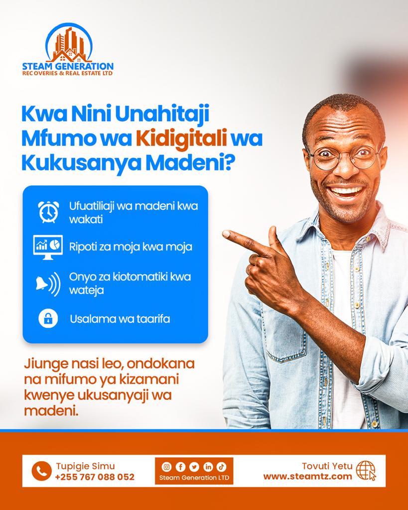 steamgenltd's tweet image. 💡 Ondokana na usumbufu wa kufuatilia madeni kwa mfumo wa kizamani!

Mfumo wa kidigitali wa Steam Generation unarahisisha kufuatilia, kukumbusha, na kurejesha madeni kwa kasi na usalama.
 
Jiunge nasi leo uone tofauti!

#SteamGeneration #DebtCollection #DigitalSolution