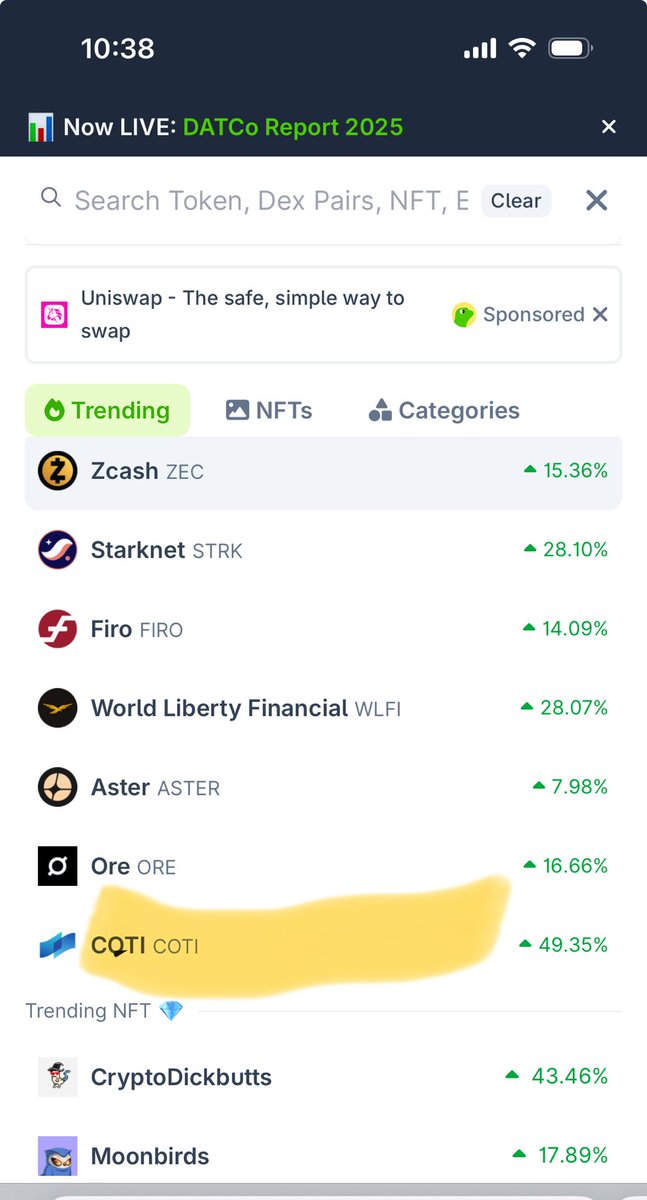 After long time $COTI trending on #coingecko #COTI 😎😎😎 ⁦<a href="/COTInetwork/">COTI Foundation</a>⁩