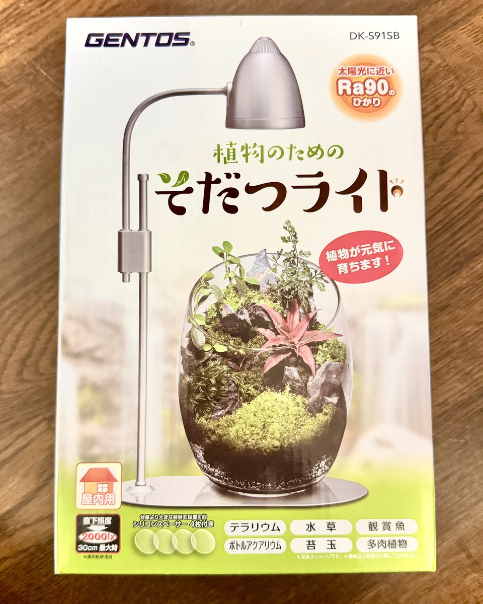 【Moss Country】さんで『そだつライト』購入してきました✨

苔も健やかに過ごしてほしい☺️

一緒に行ったキャンピングカー仲間が『頭に当てたら育つのかしら？』という疑問を…😆

<a href="/MossCountry/">Moss Country</a> 
#苔テラリウム
#そだつライト
#GENTOS製