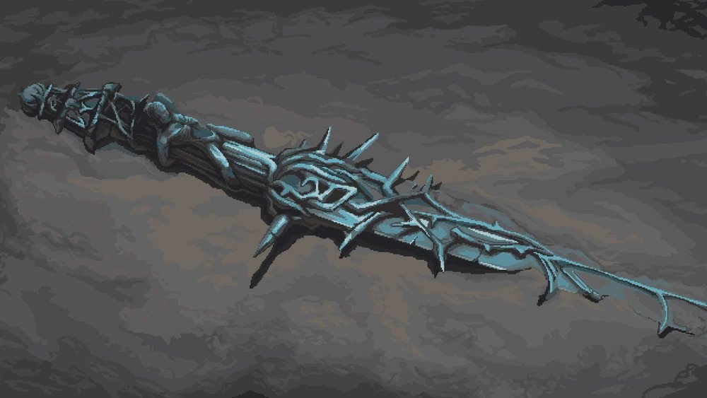 Recuerda muy bien la vez que encontró esa vieja espada, es de las primeras reliquias que encontró y no compartió con nadie por miedo a que se la quitaran de las manos...
Recientemente la expuso en la tienda tras tenerla varios años escondida y envuelta en tela.

No se vende.