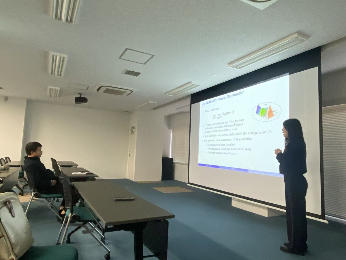 Prof. Chaoyue Zhao and her team from University of Washington <a href="/UW/">University of Washington</a> visited WPI-AIMR and our lab, and  provided an excellent seminar talk entitled "Distributionally Robust Optimization: Theory, Guarantees, and Cross-Domain Application"!
<a href="/TohokuUnivAIMR/">WPI-AIMR, Tohoku Univ.</a>