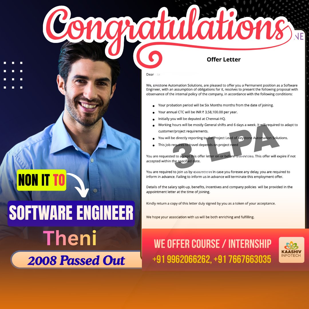 kaashivinfotech's tweet image. 🌟 Career Transformation Alert!
From Non-IT to IT Placement — this success story shows what’s possible when you commit to learning and consistency.

#itjourney #techcareer #placementstory #nonittoit #careerchange #upskill #successstory #kaashivinfotechreviews #kaashivinfotech