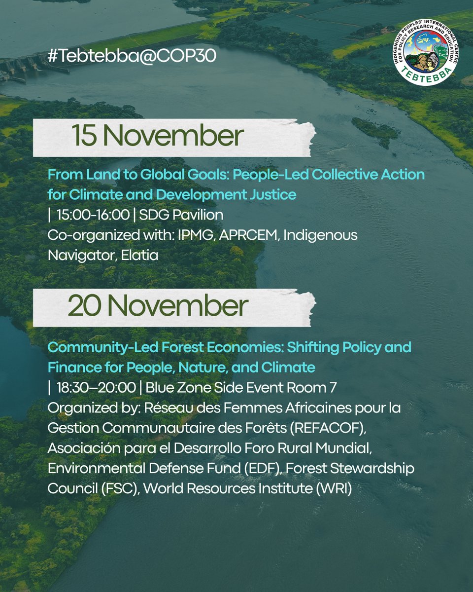 #COP30 | Find Tebtebba at COP30 being held at Belém, Brazil, marking a historic moment with organizers expecting the largest-ever participation of Indigenous Peoples in a UN climate summit, with Indigenous Peoples delegates from the seven socio-cultural regions. 

Join us in the