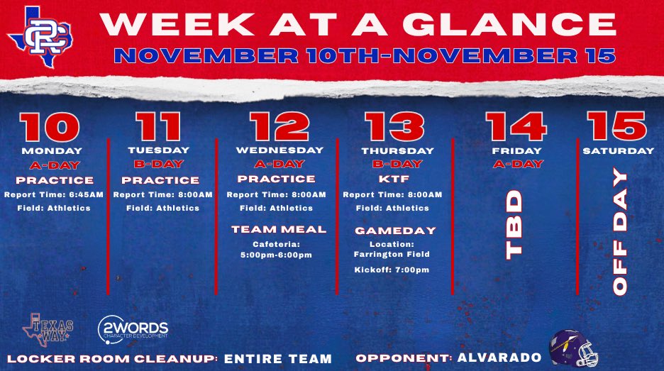 Week at a Glance. November 10th-November 15th.