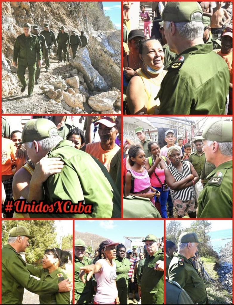 Se ha visto como siempre en todas las batallas que le han tocado. Ntro Pte <a href="/DiazCanelB/">Miguel Díaz-Canel Bermúdez</a> acompaña al pueblo también en este momento difícil. Lo caracteriza su sensibilidad y su mensaje es d aliento, solidaridad, esperanza y esfuerzo conjunto para salir adelante
#YoSigoAMiPresidente