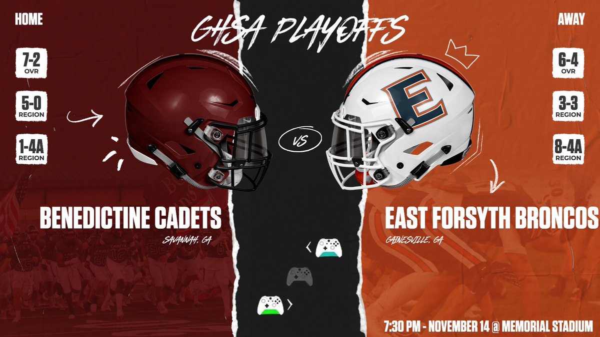 It’s game week! We hope to see many of you down in Savannah for the first round of the GHSA playoffs as we face Benedictine! #theEASTTway