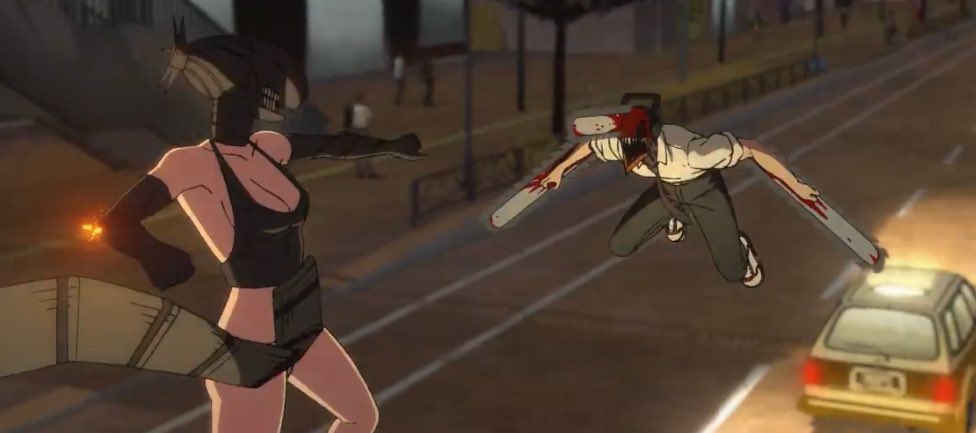 nekoP_X_00's tweet image. 結局戦いになっても圧倒的な実力差があるにも関わらずレゼはデンジのトドメを刺せずデンジはレゼに再生可能な傷一つつけただけでまともな攻撃もできず日常シーンから戦闘シーンに移行してもレゼ編という映画は上映時間100分丸ごと少年と少女の恋が炸裂しているだけの映画なのである（最高）