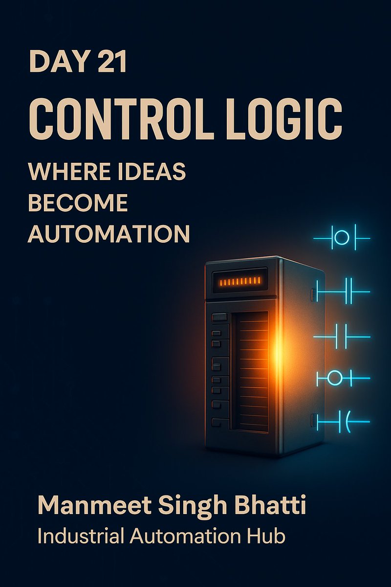 manisaheb's tweet image. Day 21 Control Logic: Where Ideas Become Automation 💻⚙️
Control logic is how machines learn to think.
It’s not just code it’s clarity, sequence, and purpose in motion.
When logic flows, machines obey.
What’s the first process you’d automate? 👇
#100DaysAutomation #PLCProgramming