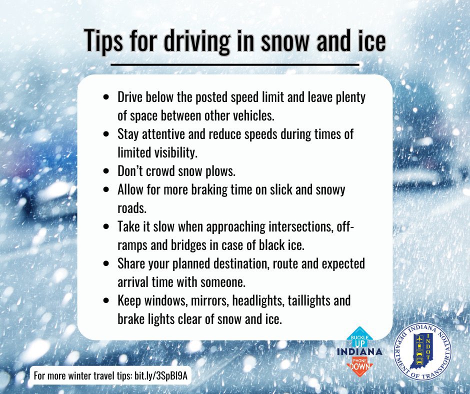 If you’re traveling tonight or tomorrow morning, be aware of winter weather. While our #YellowTrucks are out patrolling &amp; treating, remember to slow down, allow extra travel time &amp; check 511in.org for the latest on road conditions. ❄️ #INDOTWinterOps