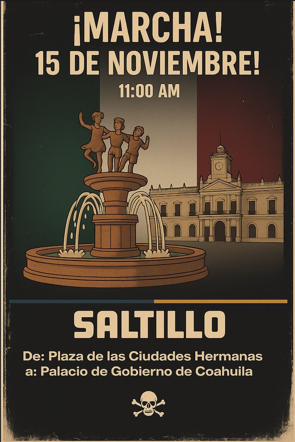 AhiAlemoran's tweet photo. 🇲🇽 QUERÉTARO
- De Jardín Zenea a Palacio de la Corregidora 11 am
- Jardín Guerrero 4 pm
🇲🇽 REYNOSA
- Plaza Principal Miguel Hidalgo 10 am
- Plaza Principal frente al Ayuntamiento 1 pm
🇲🇽 SALTILLO De Plaza de las Ciudades Hermanas a Palacio de Gobierno 11 am
#ALasCalles15Nov https://t.co/mSS0xj9lbi