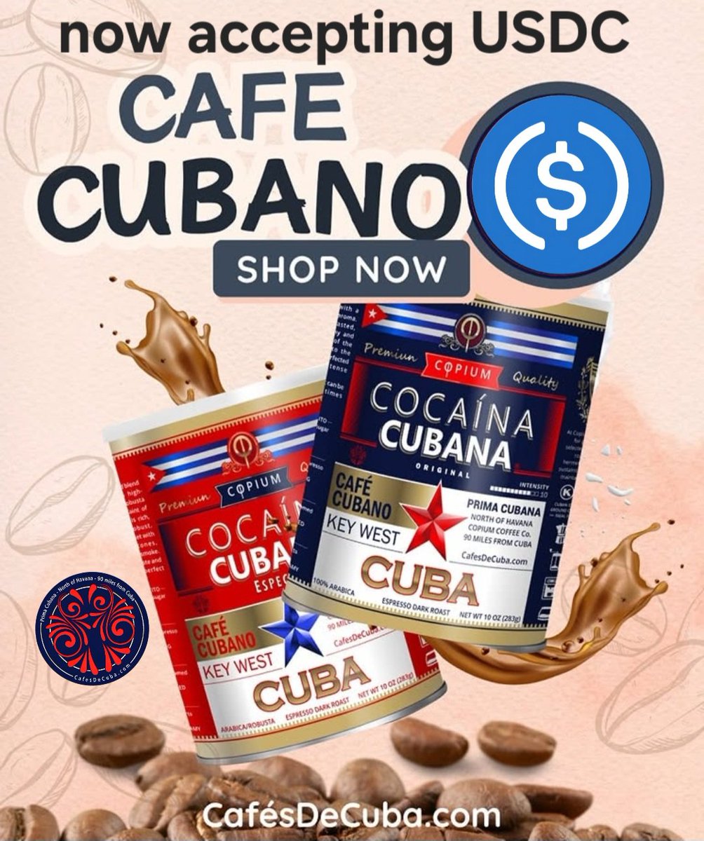 CAFESDECUBA's tweet photo. #USDC stablecoin is now accepted on our website https://t.co/2tRq9QbcBY as a new method of payment! @USDC

Sign up and unlock your discount for the best Cuban coffee! https://t.co/4prnBqRLH7