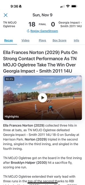 What a Fall weekend! A fun way to HIT off the Veterans Memorial Season Opener!  Excited to be back in the swing of things with TN Mojo 2011-Ogletree! Our team kicked off the season undefeated 5-0 this weekend! 44 hits, 11 doubles, 4 triples &amp; 1 HR. #FINDAWAYORMAKEONE #Demandmore