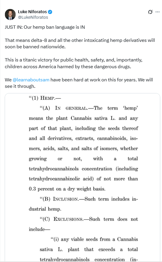<a href="/SenatorShaheen/">Sen. Jeanne Shaheen</a> Don't forget to include that you also voted to BAN Hemp nationwide.
Why the hell this is even in there is something that should be ringing alarm bells. 
LOUDLY.