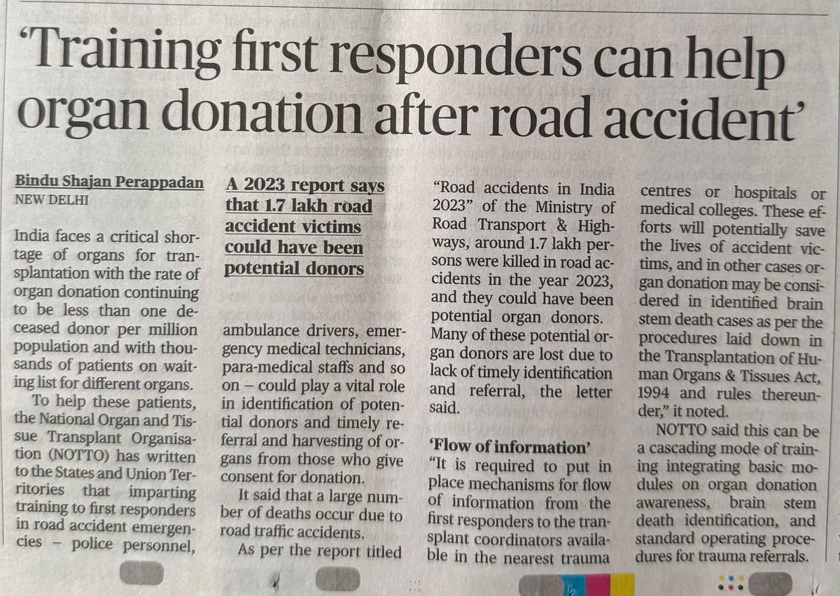 SajjanarVC's tweet image. Did you know? In 2023, over 1.7 lakh road accident victims could have helped save lives through organ donation. Training first responders means more lives saved. A single moment on the road can become a lifetime of hope for someone in need. Let’s turn loss into hope—support organ…