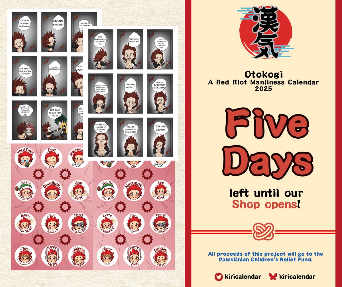 kiricalendar's tweet image. ⚙️ PREORDERS: FIVE DAYS ⚙️

Shop opens in just five days 👀 Today, we're excited to feature the sweetest affirmation cards by @celestibex and our holiday themed, squishy Red Riot stickers by @priscaofhobiton ❤️‍🔥✨ 

Save the date so you don't forget 🗓❣️