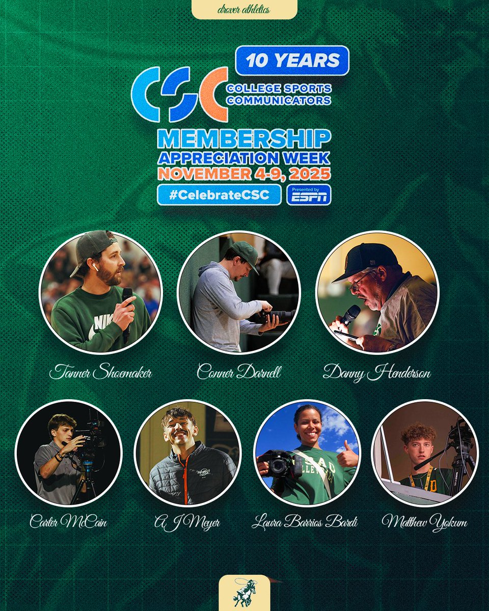 DroverAthletics's tweet image. Drover Athletics would look very different without the hard work of these incredible people!
𝗧𝗛𝗔𝗡𝗞 𝗬𝗢𝗨 to everyone on our Sports Information team!👏💚💛

#DroverNation🏇 x #BleedGreen
@CollSportsComm x #CelebrateCSC
@usaodrovers x @NAIASIDA