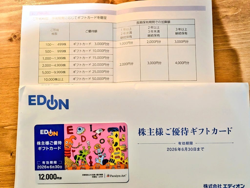 ワイはエディオンの株主優待がネットショップでも使えて便利で好きなん