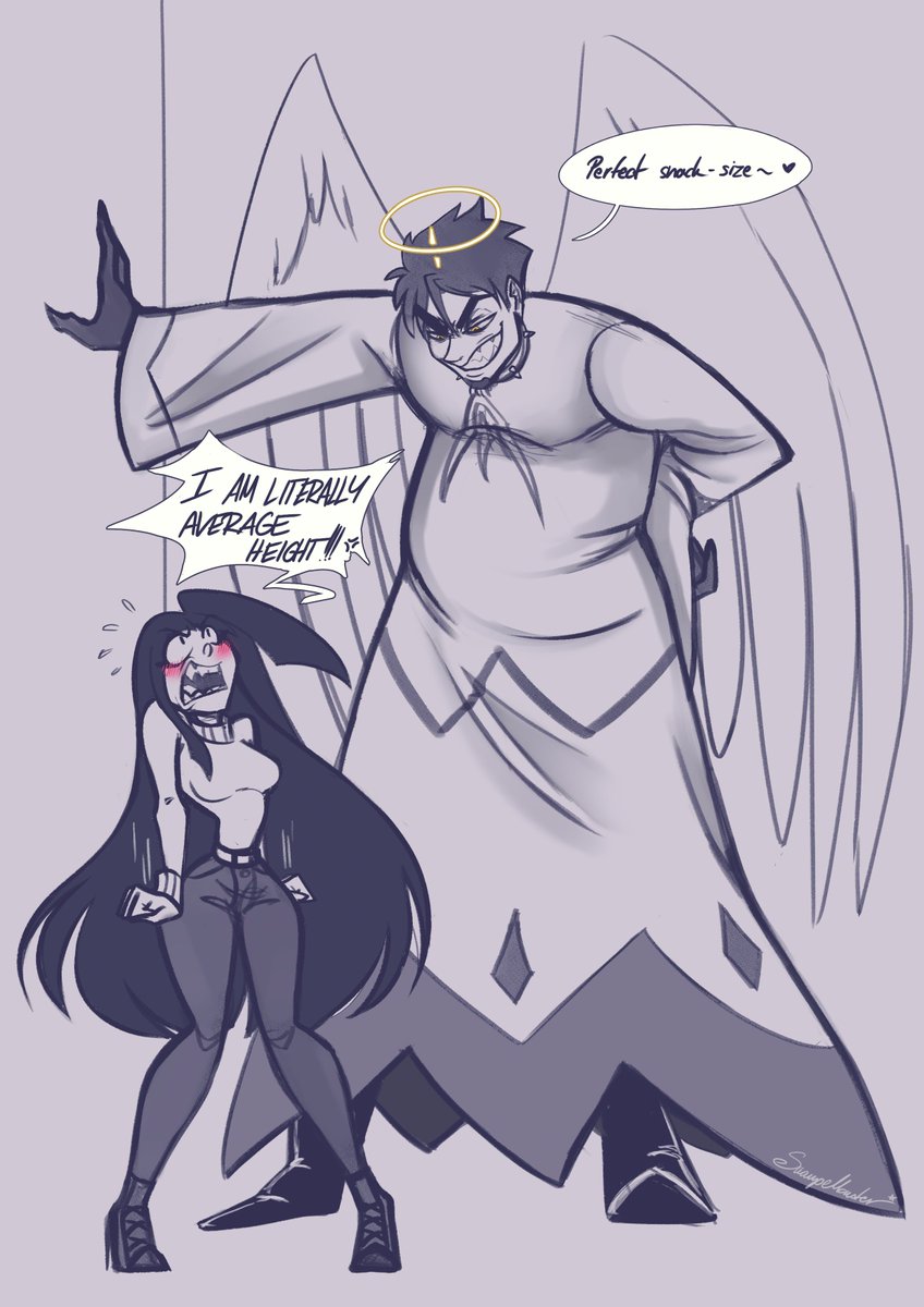 _SwampMonster_'s tweet photo. I read that some artists headcanoned Adam to be 10ft tall and I just fucking had to draw it 🤣🤣🤣
I would be so cooked.
-
#HazbinhotelAdam
#HeartString https://t.co/0VADeKvfTP