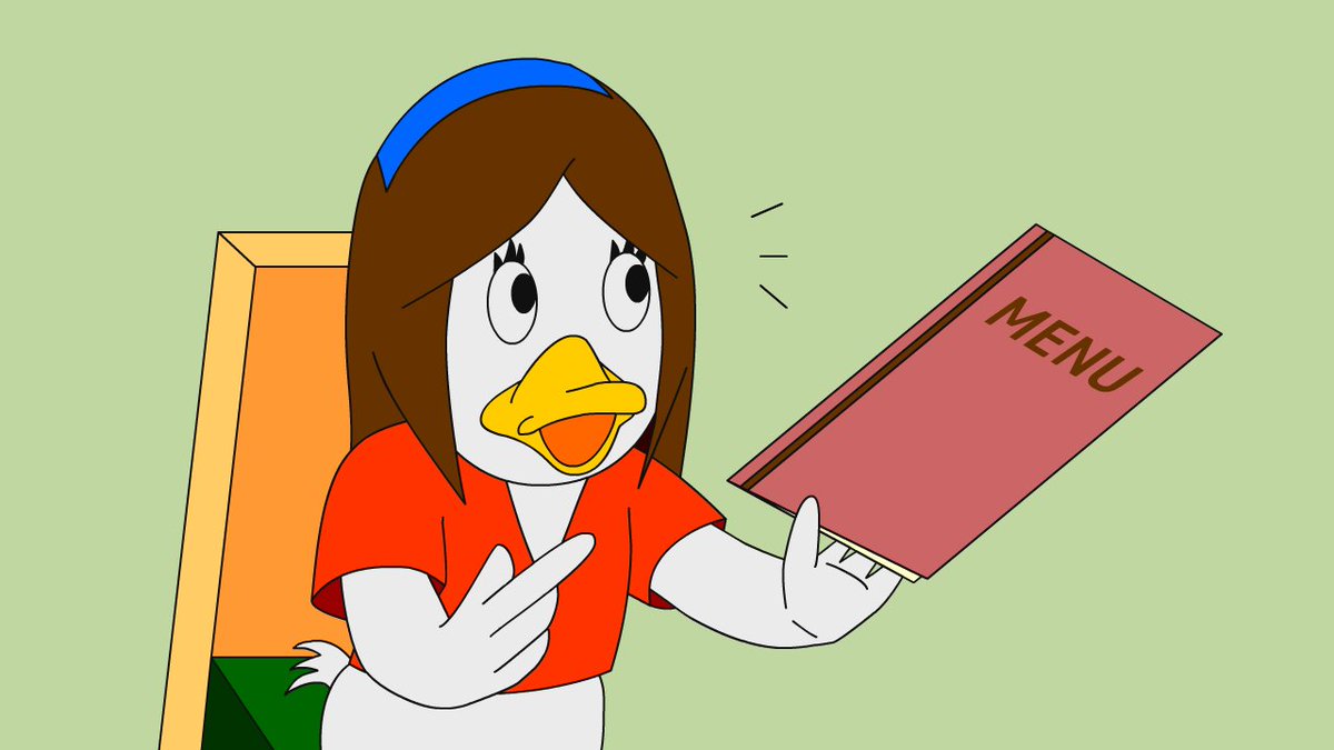 yashirogram's tweet image. Claire Quack ordered more food even though she was full.
Is dessert really a separate stomach? 🍨