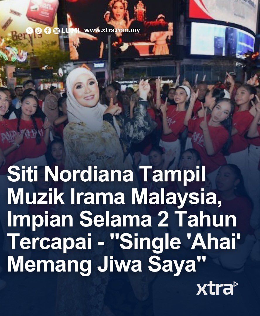 Tahniah Nana! Akhirnya cita-cita tampil dengan lagu irama Malaysia tercapai. Jom strim lagu ‘AHAI’ lekasss! 

Artikel Penuh: xtra.com.my/siti-nordiana-…

#xtramy #xtratonton
