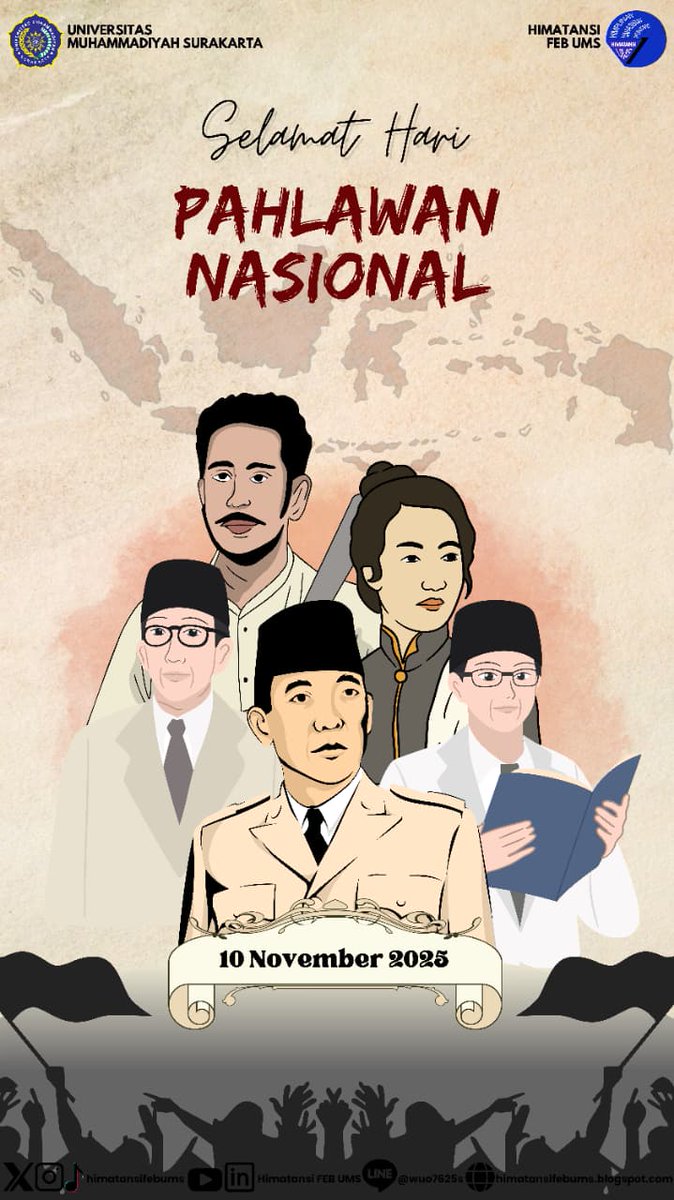 himatansiFEBUMS's tweet image. [𝐒𝐄𝐋𝐀𝐌𝐀𝐓 𝐇𝐀𝐑𝐈 𝐏𝐀𝐇𝐋𝐀𝐖𝐀𝐍 𝐍𝐀𝐒𝐈𝐎𝐍𝐀𝐋]

Selamat Hari Pahlawan Nasional! 🔥
Semangat juang mereka jadi inspirasi kita untuk terus berkarya dan berkontribusi bagi Indonesia! 

#HIMATANSI2025
#SmartInAccounting
#SmartInLife
#PahlawanNasional