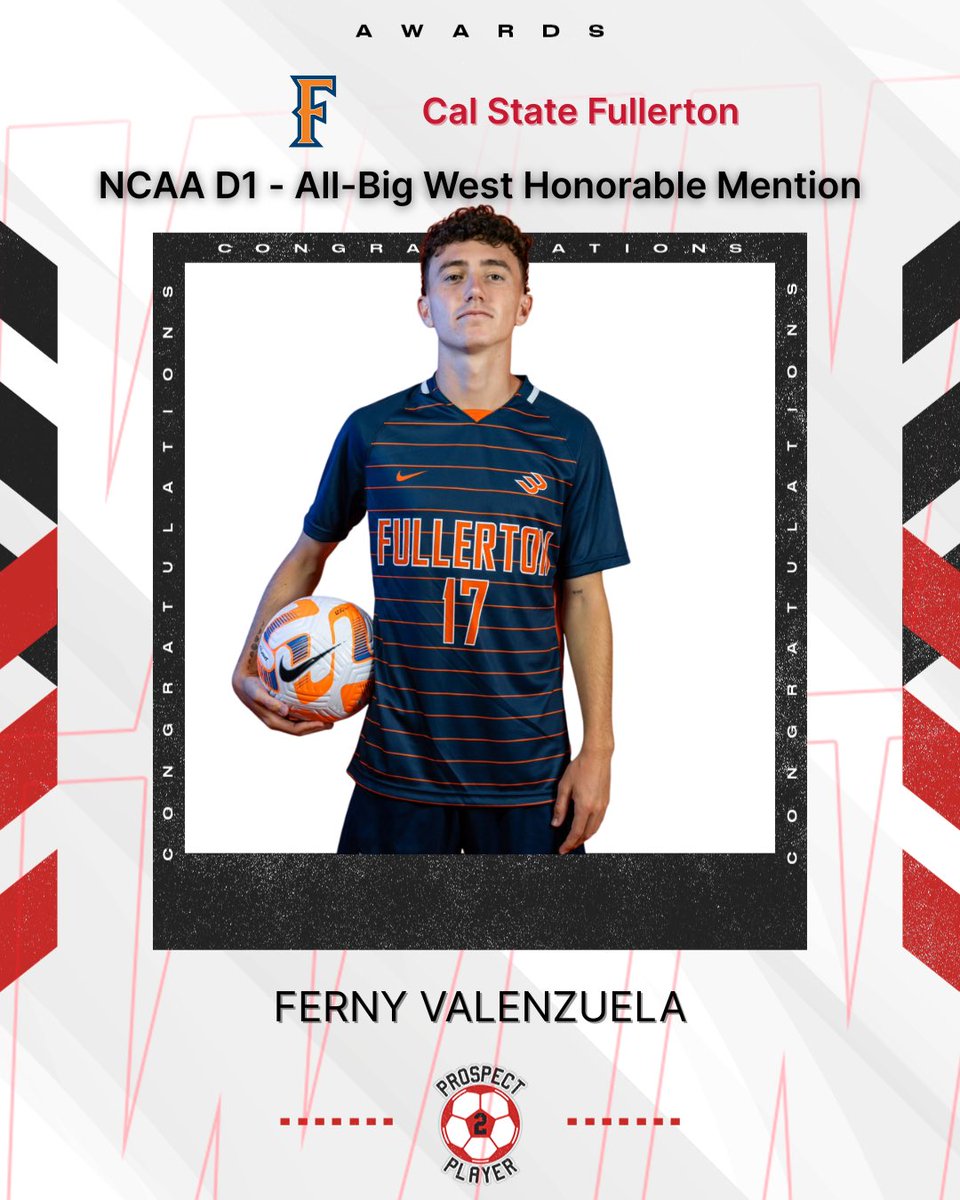 Prospect2Player's tweet image. Congratulations to our midfielder Ferny Valenzuela on being named NCAA D1 All-Big West Honorable Mention🏅