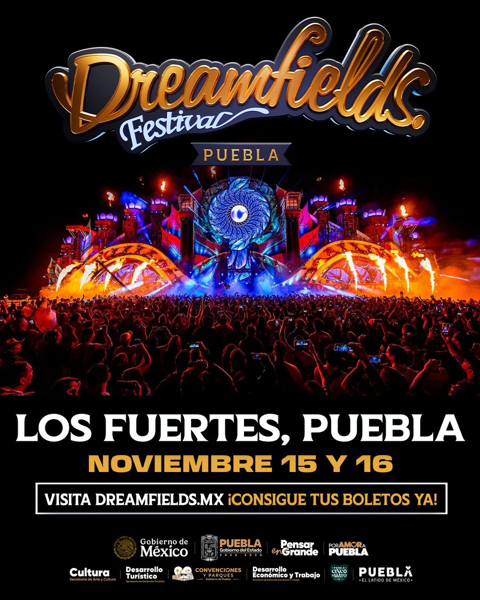 #Agendalo 🎶
Puebla será sede del Festival #DreamFields los días 15 y 16 de noviembre en Los Fuertes, Puebla 
Consigue tus boletos <a href="/Gob_Puebla/">Gobierno de Puebla</a>
<a href="/ConvencionesPue/">Convenciones Puebla</a>
#Espectáculos
#PorAmorAPuebla