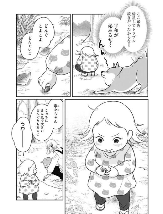 ちくわ戦記🐕サイコミで最新話公開されてます。
寧々ちゃんとどんぐり拾っていると‥‥🧚‍♀️ 