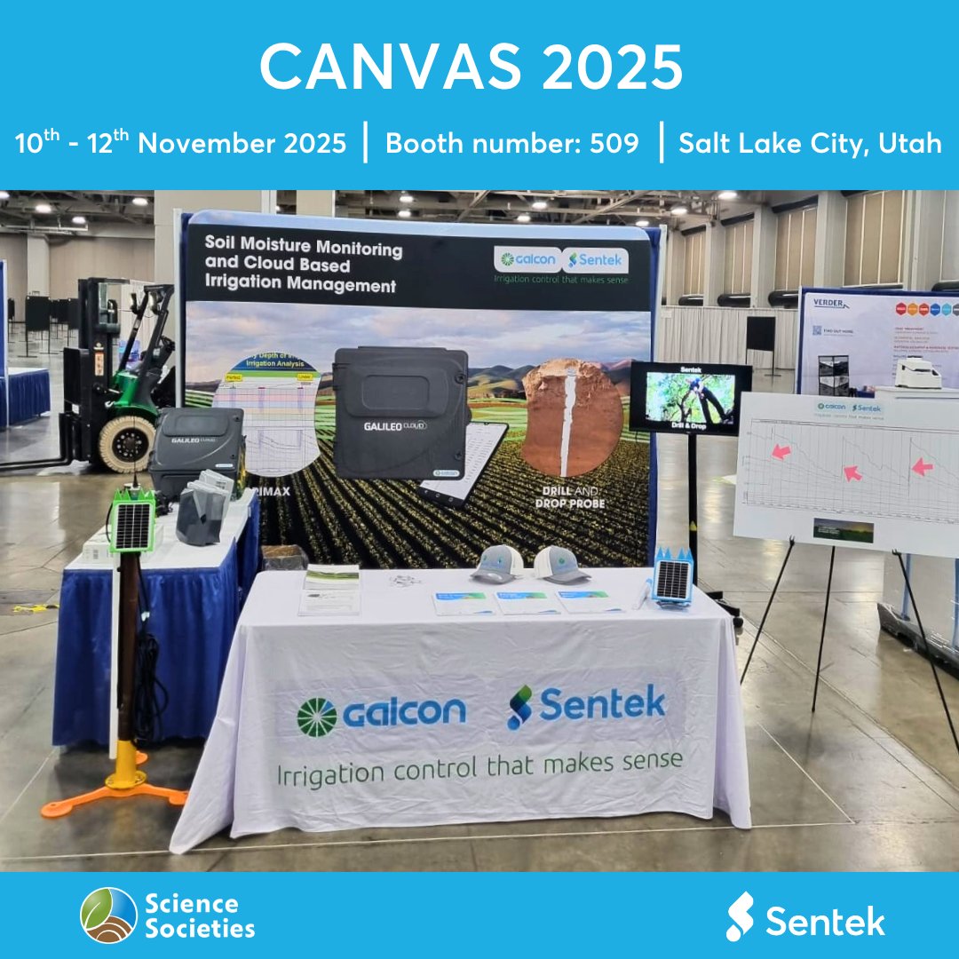 SentekTech's tweet image. Sentek and Galcon will be exhibiting at CANVAS 2025 in Salt Lake City, Utah!

As the premier event for agronomy, soil, and crop science, CANVAS brings together global leaders driving the future of sustainable agriculture. 

#CANVAS2025 #irrigation #soilmoisture #agronomy #soil