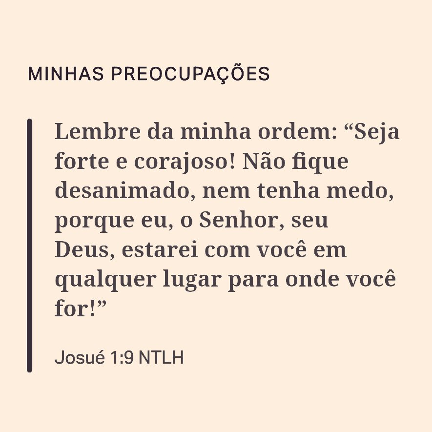 MensageirodaPa6's tweet photo. Josué 1:9 
Você nunca está sozinho, e não há nada grande demais que o Senhor não possa resolver. Deixe essas verdades tomarem conta de você e leve suas preocupações e ansiedades a Ele. https://t.co/mYTeLaE6lM
