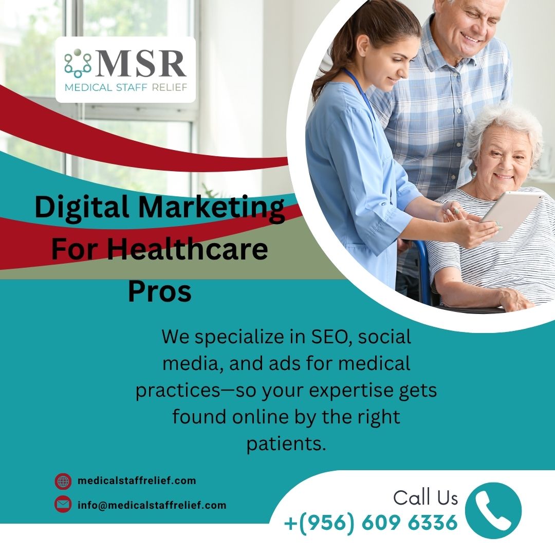 msr_serve's tweet image. At Medical Staff Relief (MSR), we help healthcare professionals grow their online presence through SEO, social media, and targeted advertising, so your expertise gets seen by the right patients.

📞 Call Us: (956) 609-6336
💻 medicalstaffrelief.com
✉️ info@medicalstaffrelief.com
