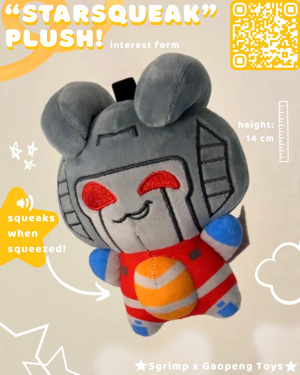 GaoPengToys's tweet image. 🤩STARSQUEAK PLUSHIE will make you scream!

💙A combination of mechanical style and plush texture, this adorable cyberpunk keychain was designed by @sgrimp_, and we&apos;re thrilled to bring this little guy to life!

🌟Product Highlights:
-14cm tall, perfect for playing with🧸…