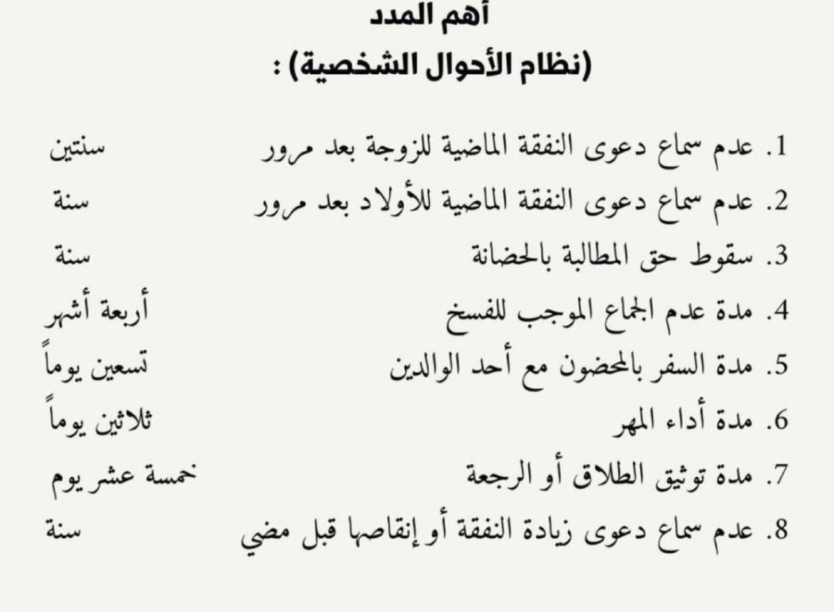 #أهم مدد #التقادم في نظام الاحوال #الشخصية 
#اعرف_حقك
