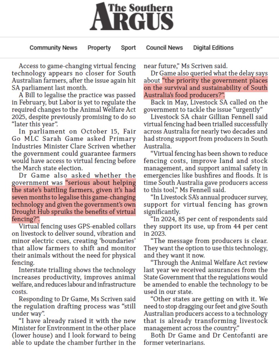 SA farmers are STILL waiting to access game-changing virtual fencing – despite parliament passing legislation in February.

Already being used interstate, this technology boosts productivity, improves animal welfare, and cuts labour and infrastructure costs.

But our Government