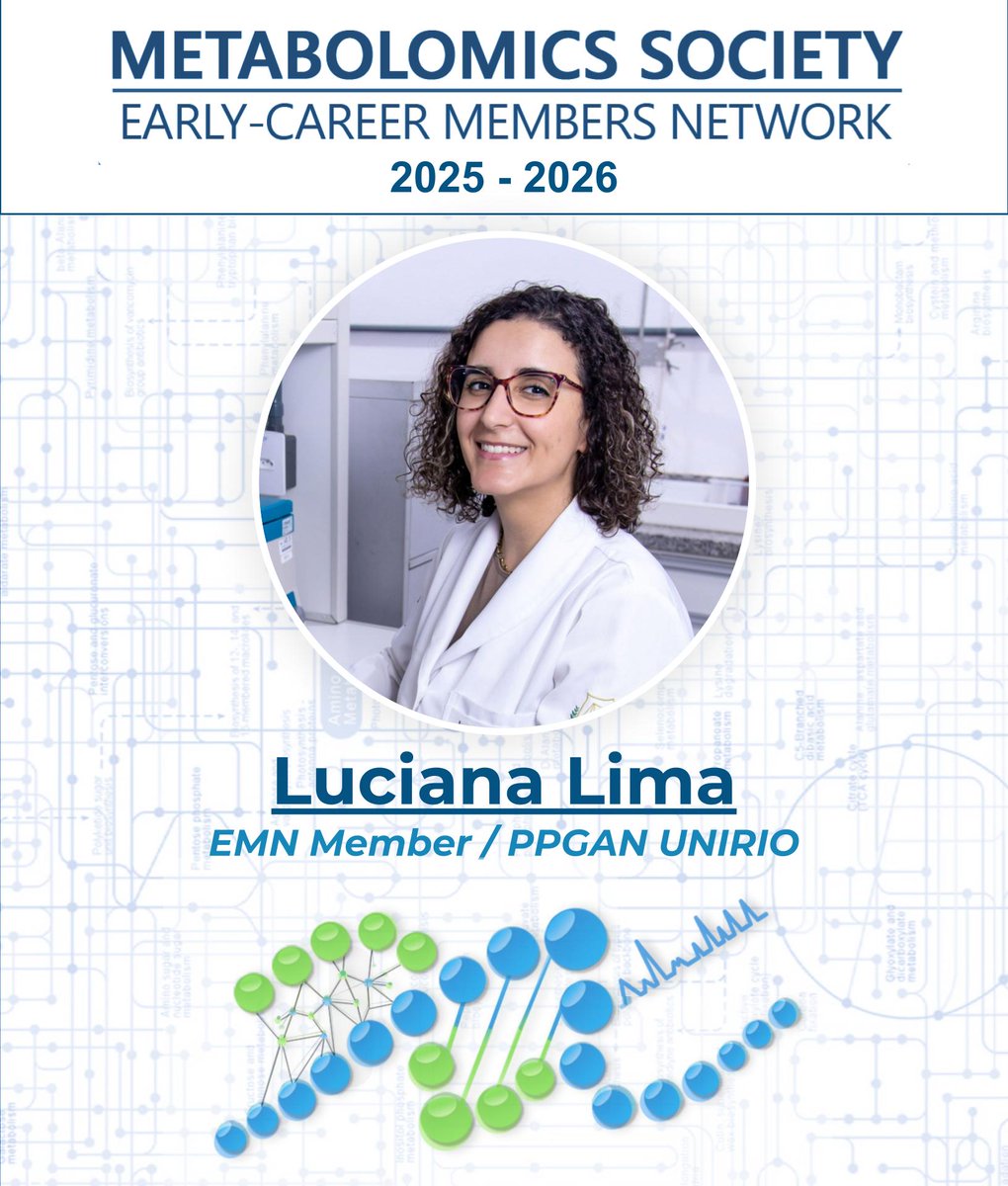 EMN_MetSoc's tweet image. Highlighting a new @EMN_MetSoc member. Welcome, @lucirslima! Luciana is a PhD Candidate in Food Science and Nutrition at @UNIRIOBR. Her project applies #metabolomics to study specialized metabolites in cereals and how their composition changes during in vitro digestion. #EMN #ECR