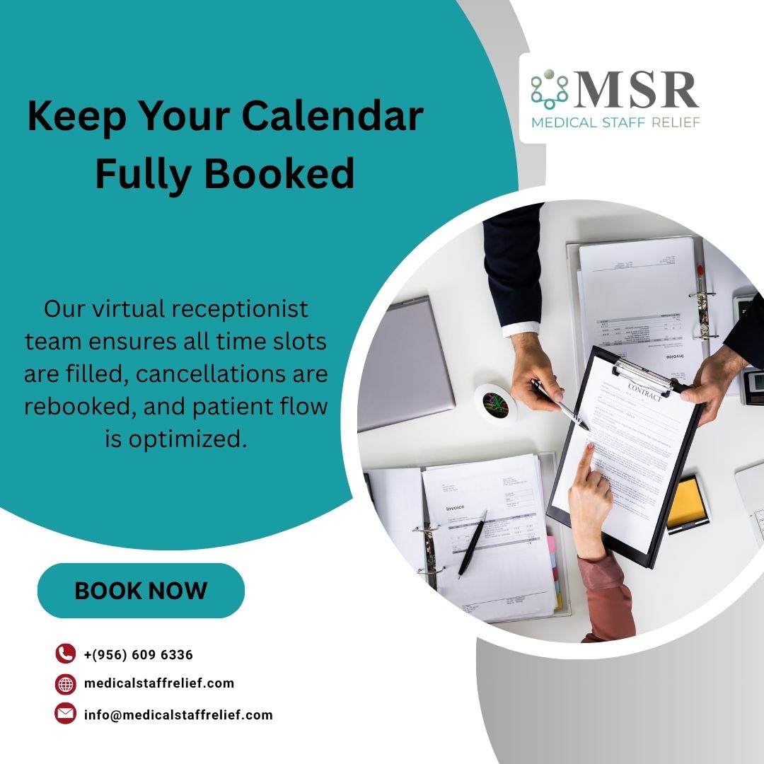 msr_serve's tweet image. At Medical Staff Relief (MSR), our virtual receptionist team keeps your calendar fully booked by ensuring every time slot is filled, cancellations are rebooked, and patient flow stays smooth and efficient.

(956) 609-6336
medicalstaffrelief.com
info@medicalstaffrelief.com