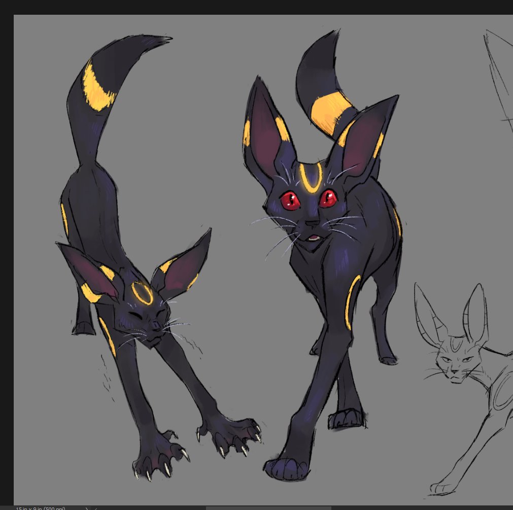 BarnLarn's tweet image. leafeon is my favorite eeveelution but umbreon is infinitely fun to draw