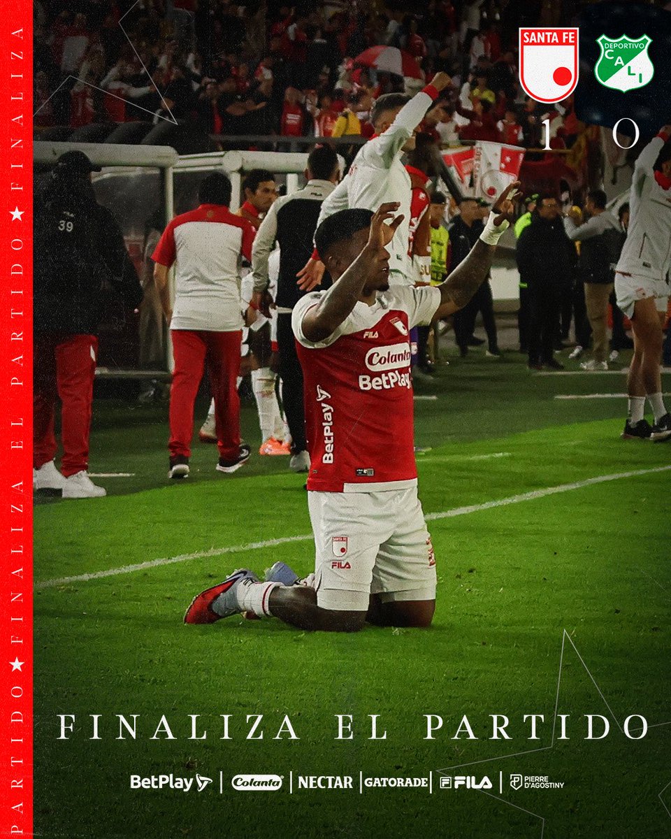 ¡Ganamoooooooos! 🦁 Los tres puntos son para el Expreso Rojo ❤️🤍

Santa Fe 1️⃣ - 0️⃣ Dep. Cali

#VamosSantaFe 🇮🇩