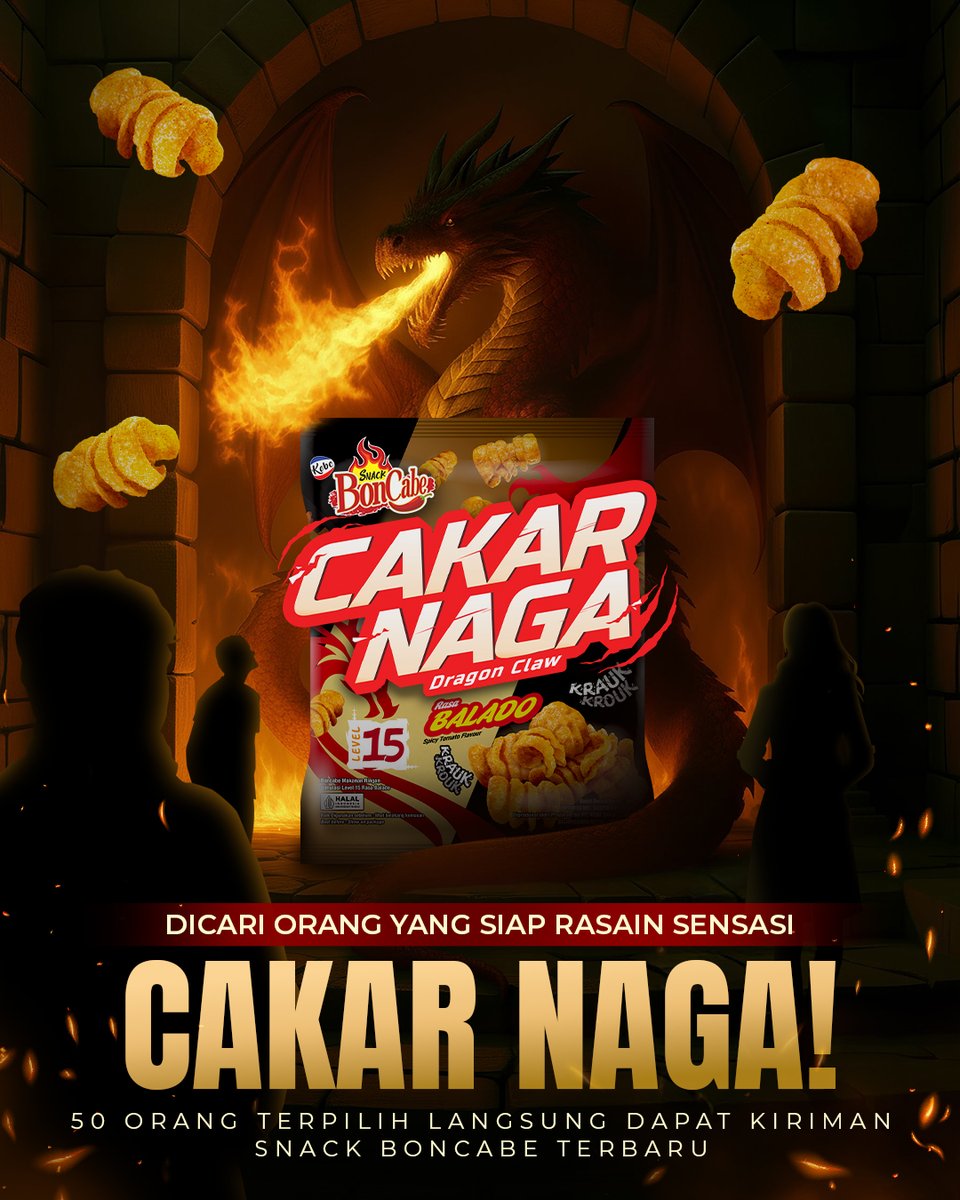 Gak semua orang siap buat 'dicakar' sama naga… 

tapi kalau kalian ngerasa berani, coba komen dibawah! 👇🏻 50 orang terpilih bakal MinBon kirimin snack terbarunya BonCabe 👀🔥

#BonCabe #GueBonCabe