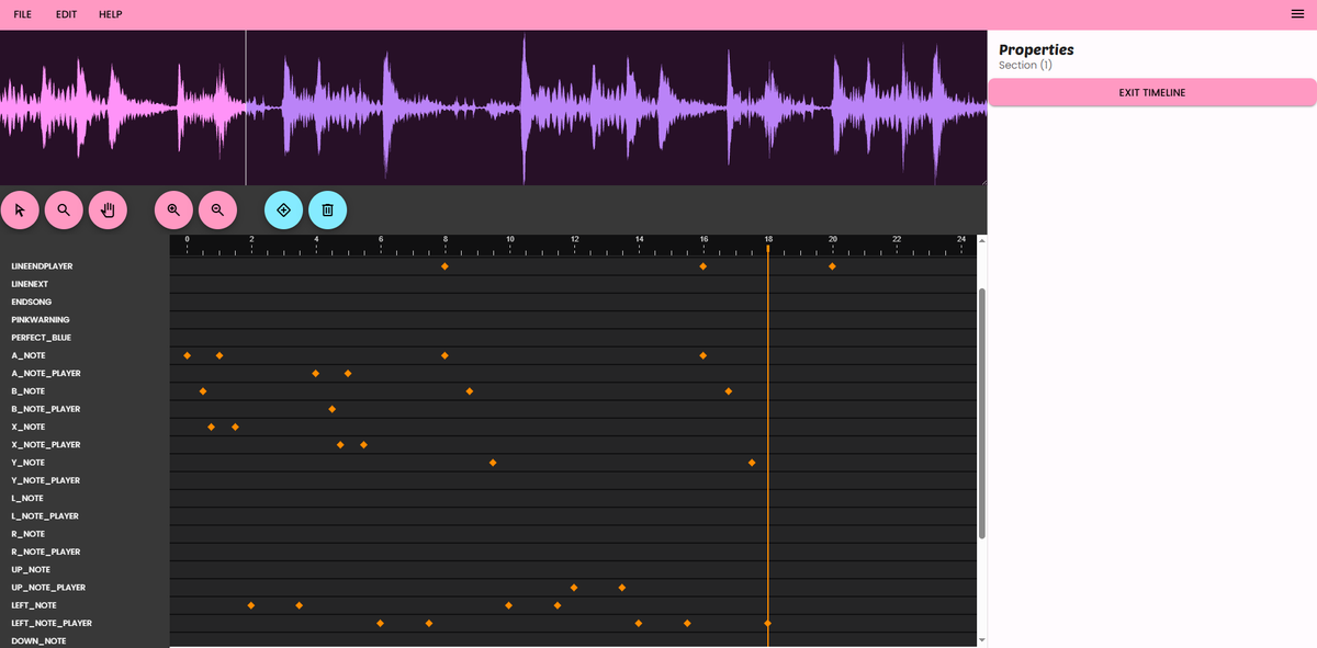 JeremyTweets13's tweet photo. little peek into the chart editor for now, you can add &amp; remove keyframes with the buttons
still needs a lot of features like copy &amp; paste or undo, and i need to examine the built-in songs to add in some other stuff https://t.co/MGnfneuEeL