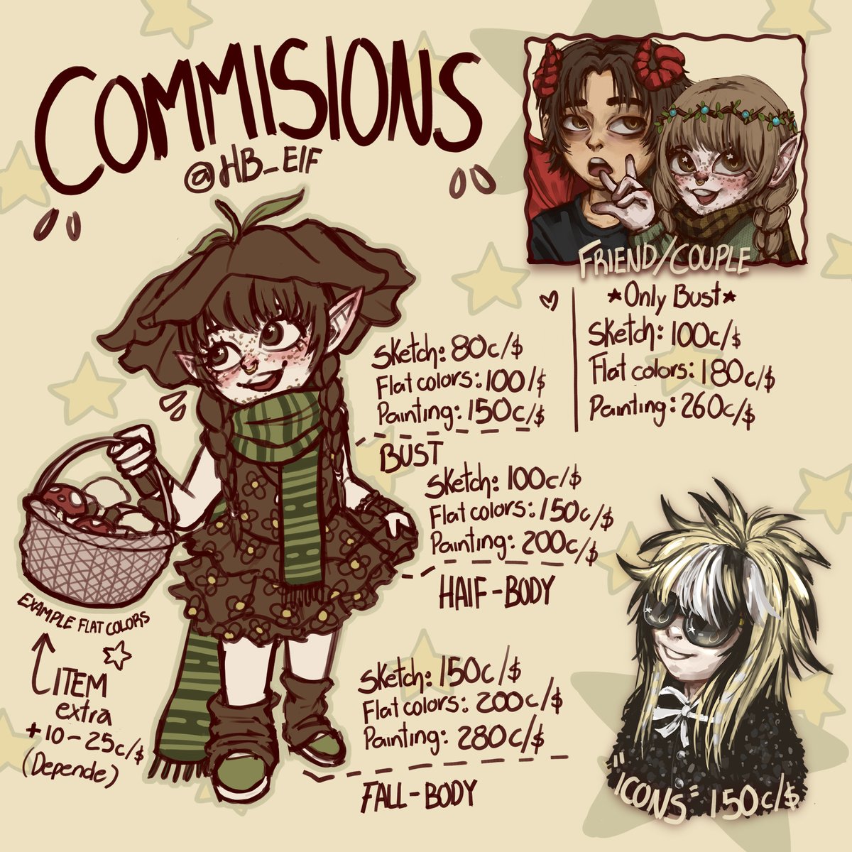 ☆ ¡Comisiones abiertas! ☆
Ahora tenés la libertad de mandarme tu referencia de pose ✨ yujuuu. 🍄
Manda DM para cualquier duda :D / Pago por Habbo y transf. únicamente para MX 🌿