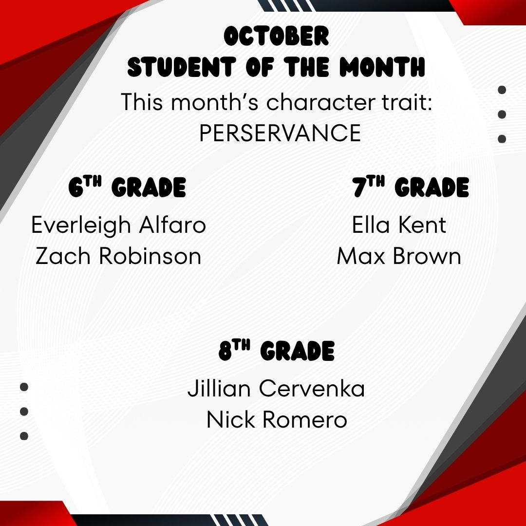 Last week, we had the pleasure of honoring our October Student of the Month! This month’s character trait, Perseverance, reminds us that success comes from persistence and effort — qualities our student demonstrated every day. 🌟
